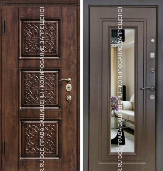 Металлическая взломостойкая дверь МДФ/МДФ с зеркалом 3110 Металлическая взломостойкая дверь МДФ/МДФ с зеркалом 3110